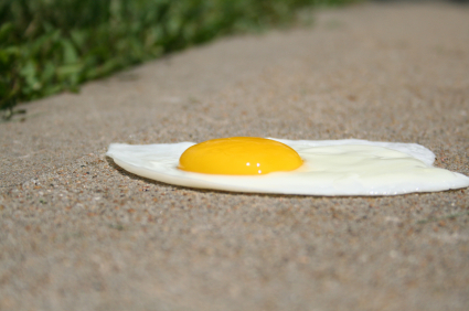 Egg Frying on Sidewalk
